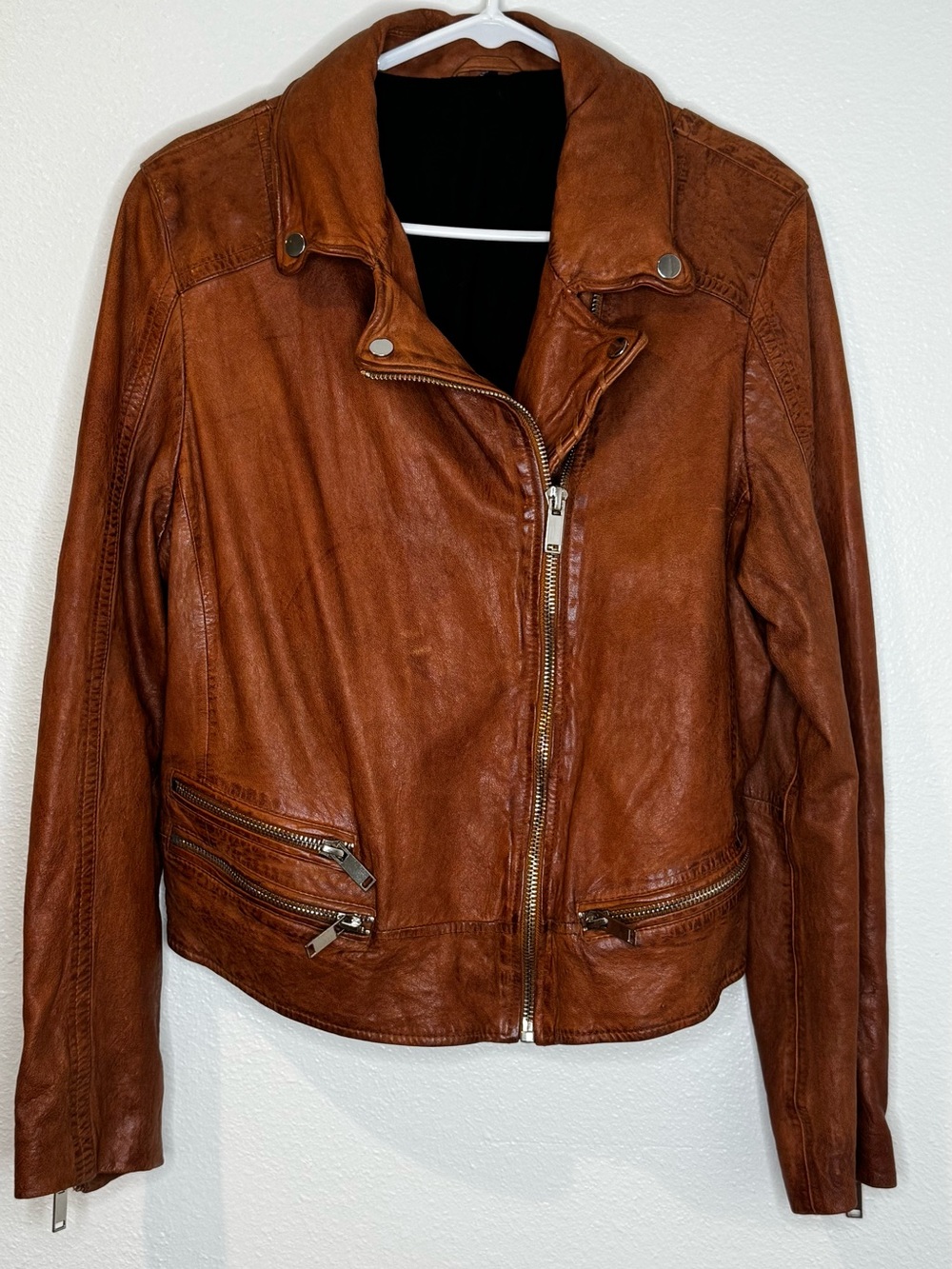 Soft Leather Women’s Brown Moto Jacket.